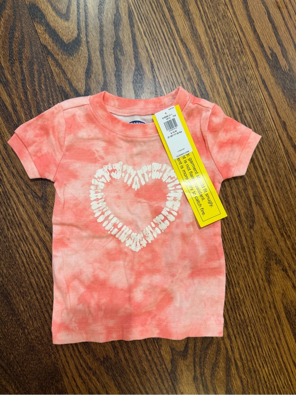 Old Navy Coral Tie-Dye Heart Tee